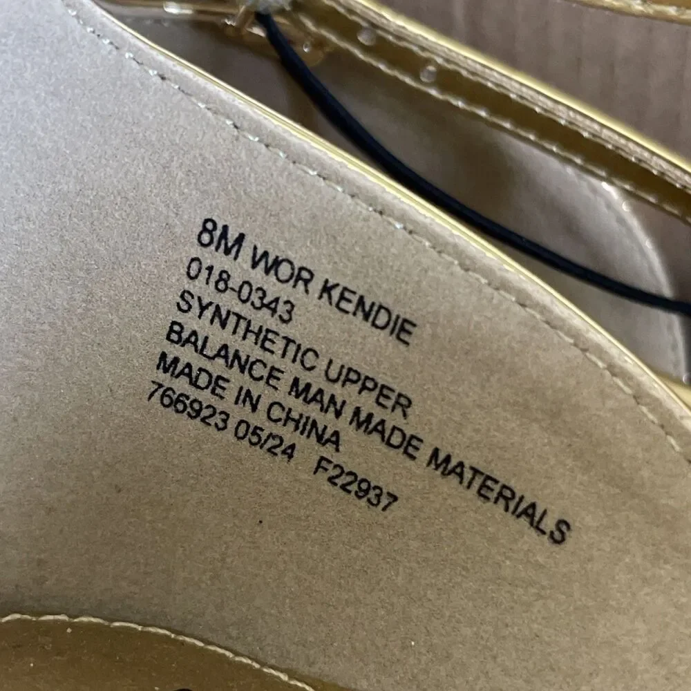 Worthington Kendie Gold Metallic Flats Women’s Size 8 M Pointed Toe Ankle Strap